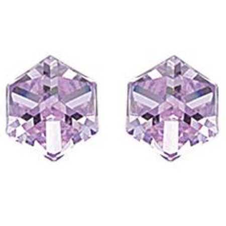 clous d'oreilles argent avec grand prisme cristal mauve