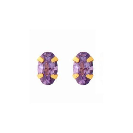 Clous d'oreilles or avec oxydes de zirconium mauve