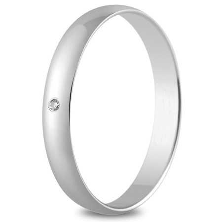 Alliance or blanc 3 mm et diamant de 0,01 carat