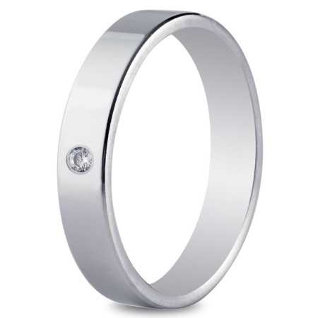 Alliance or blanc 4 mm, diamant de 0,02 carat