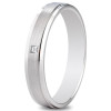 Alliance or blanc 4 mm, mate, brillante et diamant de 0,03 carat