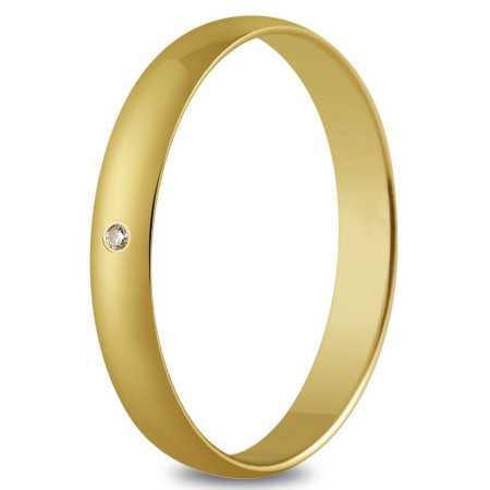 Alliance or jaune 3 mm, diamant de 0,01 ct