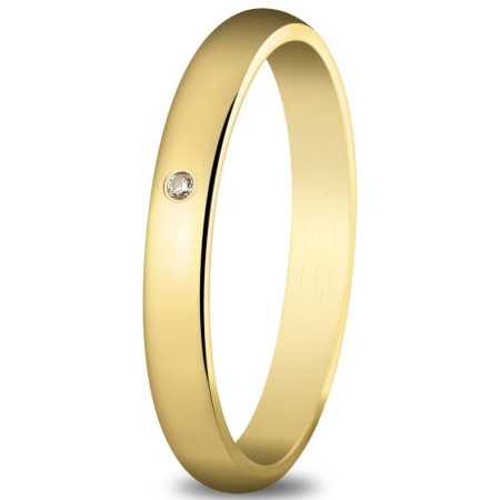 Alliance or jaune 3 mm, diamant de 0,02 ct