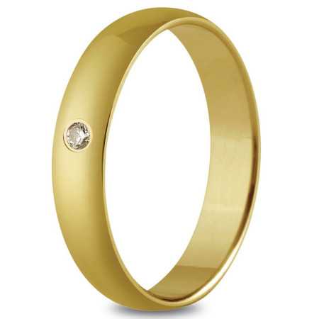 Alliance or jaune 4 mm et diamant de 0,01 carat