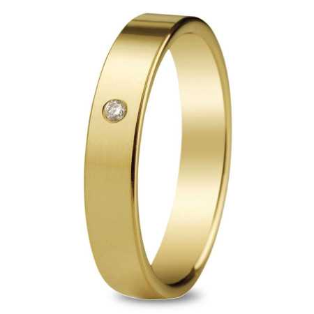 Alliance or jaune 4 mm, diamant de 0,02 carat