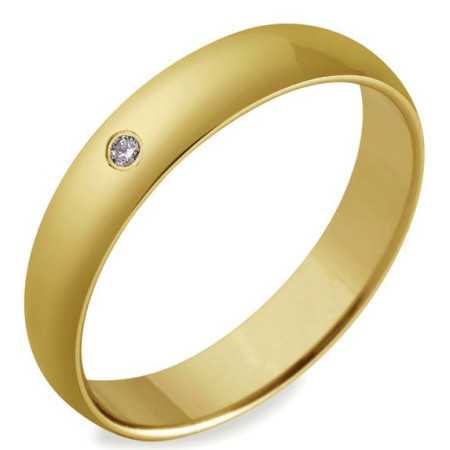 Alliance or jaune 4 mm et diamant de 0,03 carat