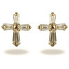Clous d'oreilles plaqué or croix zirconias