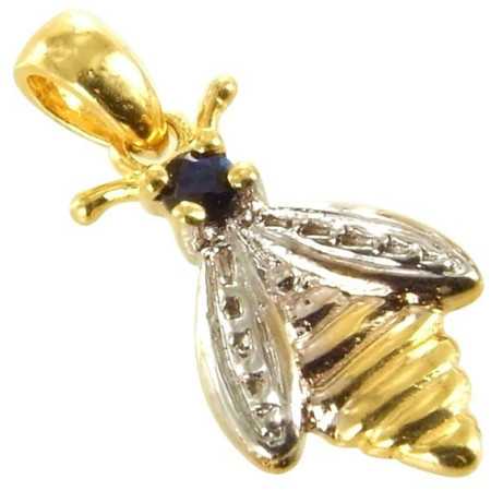 Pendentif abeille en or avec saphir