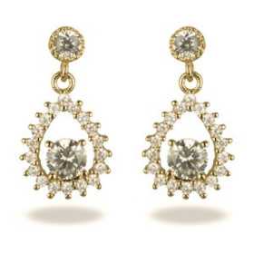 Boucles d'oreilles gouttes plaqué or et zircons