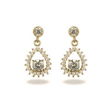 Boucles d'oreilles gouttes plaqué or et zircons