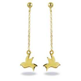 Pendants d'oreilles plaqué or colombes en vol