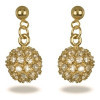 Pendants d'oreilles plaqué or boules pavées de zircons
