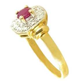 Jolie bague or bicolore avec rubis 4 x 3 mm. - Bijouterieonline.com