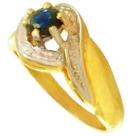 bague or bicolore avec saphir de 5 x 4 mm et diamant. - Bijouterieonline.com