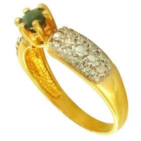 Bague en or avec saphir de 5 x 4mm et diamants - Bijouterieonline.com