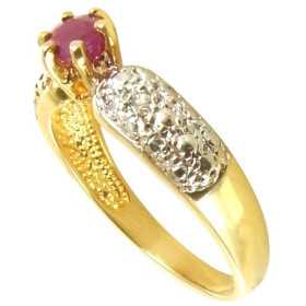 Bague en or avec rubis de 5 x 4 mm et diamants 0,02 carat - Bijouterieonline.com