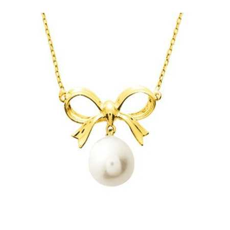 Magnifique collier en or avec perle de 8 mm - Bijouterieonline.com