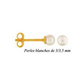 Clous d'oreilles or et perles de 3/3,5 mm.