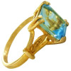 Bague or et topaze bleue de 7 x 9 mm