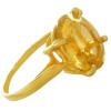 Bague or et grosse citrine ovale de 10 x 12 mm