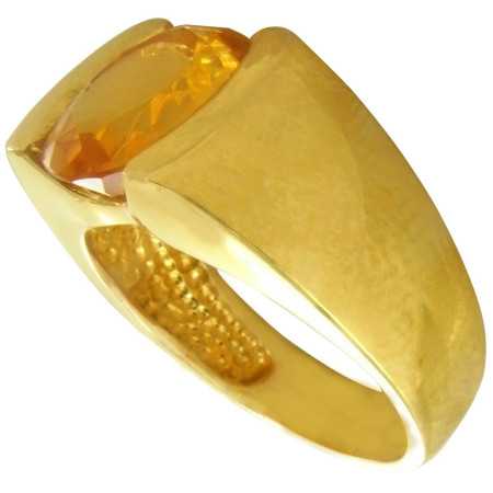 Bague or et grosse citrine ovale de 8 x 10 mm