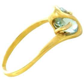 Bague or et topaze bleue de 7 x 5 mm - Bijouterieonline.com