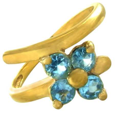 Bague or et fleur de topaze bleue