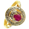 Bague en or, rubis de 5 x 4 mm ovale et diamant