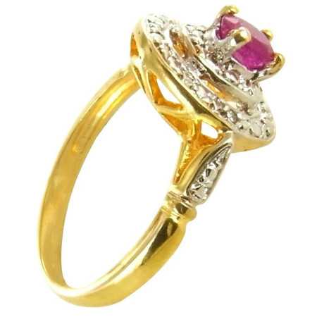 Bague or, rubis de 5 x 4 mm et diamant