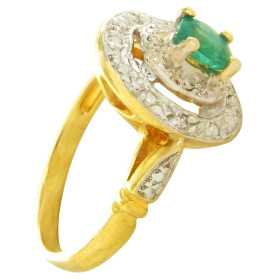 Bague or, émeraude de 5 x 4 mm et diamant - Bijouterieonline.com