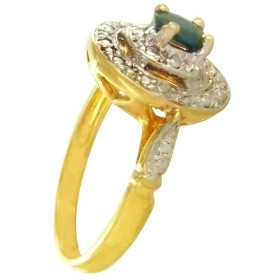 Bague or, saphir de 5 x 4 mm et diamant - Bijouterieonline.com