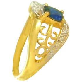 Bague or, saphir et diamant - Bijouterieonline.com