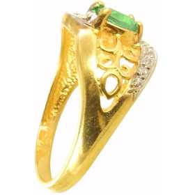 Bague or, émeraude ovale et diamant - Bijouterieonline.com