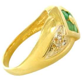 Bague or avec émeraude et diamants - Bijouterieonline.com