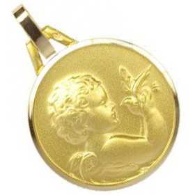 Médaille ange en plaqué or avec colombe