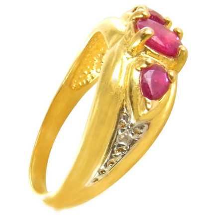 Bague or, rubis ovale, poires et diamants