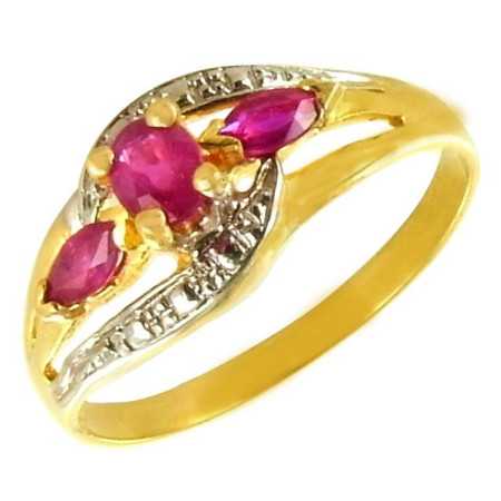 Bague or, rubis ovale et diamant