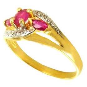 Bague or, rubis ovale, navette - Bijouterieonline.com
