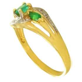 Bague or, émeraude ovale, navette - Bijouterieonline.com