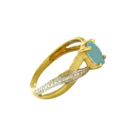 Bague or et topaze bleue ovale 5 x 4 mm - Bijouterieonline.com