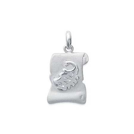 Pendentif zodiaque parchemin brossé Scorpion en argent