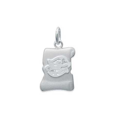 Pendentif zodiaque parchemin brossé Poissons en argent