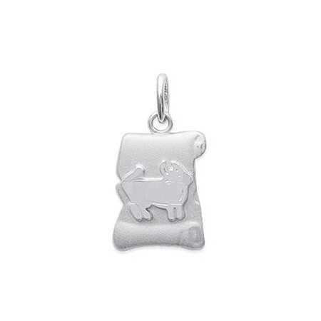 Pendentif zodiaque parchemin brossé Taureau en argent