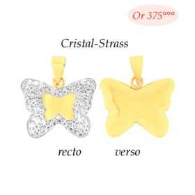 Pendentif papillon en or jaune et cristal - Bijouterieonline.com