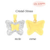 Pendentif papillon en or jaune et cristal