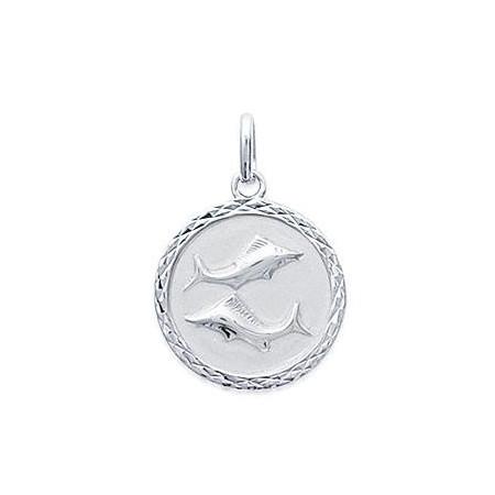 Médaille zodiaque Poissons en argent