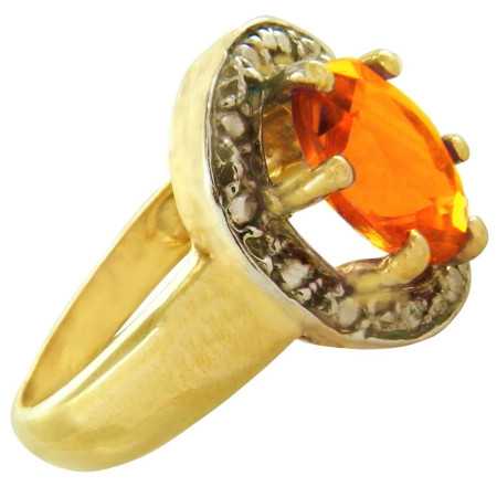 Bague or et citrine de 8 x 10 mm