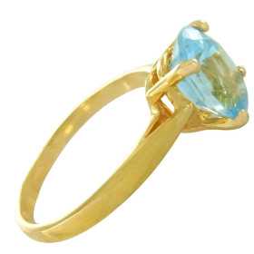 Bague or et topaze bleue ovale de 8 x 6 mm - Bijouterieonline.com