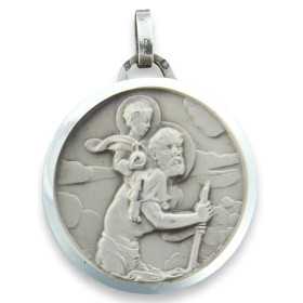 Grande médaille saint christophe en argent. - Bijouterieonline.com