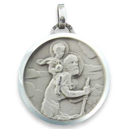 Grande médaille saint christophe en argent. - Bijouterieonline.com